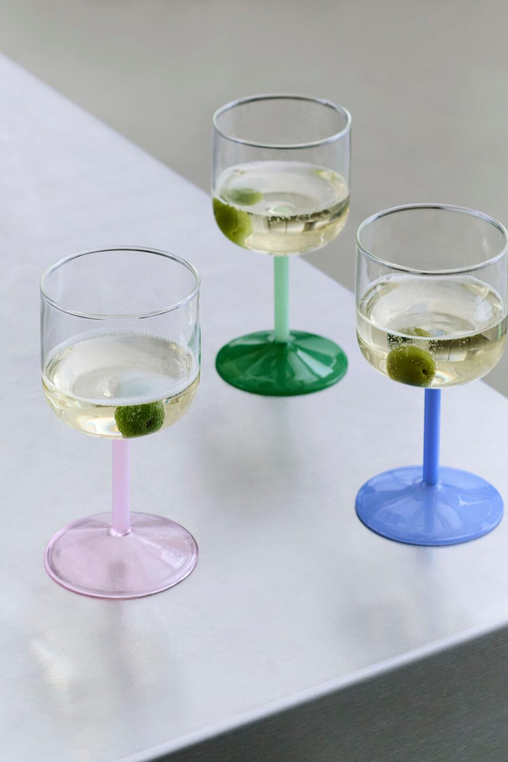 Tint vinglas, klar/lyserød - 2 stk